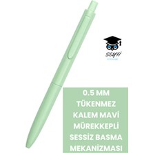Writech 0.5 mm Tükenmez Kalem Mavi Mürekkepli Sessiz Basma Mekanizması Yeşil Renkli Üretim