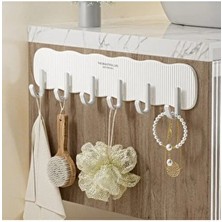 Doori Kendinden Güçlü Yapışkanlı 6 Lı Askı Kırılmaz Plastik Kaliteli Banyo Mutfak Kapı Duvar Askısı