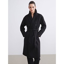 LC Waikiki Lcw Vision Yeni Sezon Kruvaze Yaka Kadın Kaşe Kaban