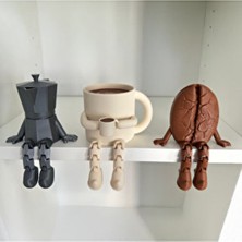 Loftico SEVSENKA Sevimli Kahve Köşesi 3’lü Biblo Seti Sorelis - Kahve Çekirdeği - Moka Pot - Kupa - Bardak Dekoratif