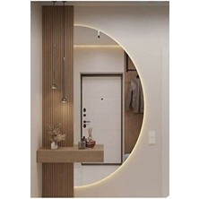 LED Işıklı Yarım Daire Banyo ve Konsol Aynası 120X60 /  Trafolu Elektriğe Bağlanabilir
