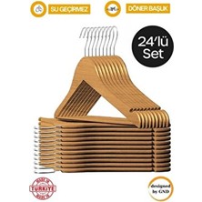 Hausgarten 24 Adet - Ahşap Görünümlü Plastik A Kalite Elbise Askısı Ahşap Renk