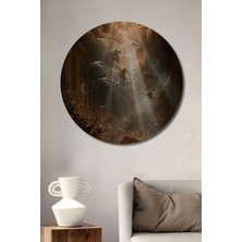 Teona Ahşap Cehennemden Cennete Yükseliş Yağlı Boya Görünümlü Ahşap Dekoratif Tablo Yuvarlak Tablo