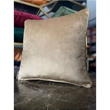 Fabricland Bej Renk Ithal Ipek Kadife Kırlent Kılıfı Modern Desen 43X43CM