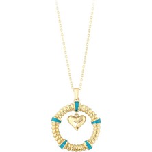 Assos Pırlanta Kalpli Mineli Altın Kolye - 14K