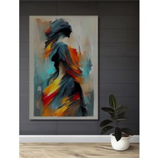 Teona Ahşap Yağlı Boya Görünümlü Modern Sanat Kadın Portresi Ahşap Dekoratif Tablo Dikdörtgen Tablo