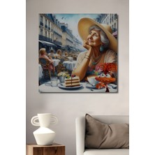 Teona Ahşap Paris Sokakları Kahve Keyfi Yağlı Boya Görünümlü Ahşap Dekoratif Tablo Dikdörtgen Tablo