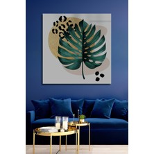 Teona Ahşap Tropikal Yaprak Desenli Yağlı Boya Görünümlü Ahşap Dekoratif Tablo Dikdörtgen Tablo