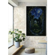 Teona Ahşap Gızemlı Gece Ormanı Sulu Boya Görünümlü Ahşap Dekoratif Tablo Dikdörtgen Tablo