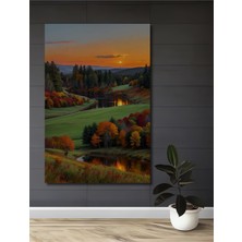 Teona Ahşap Sonbaharın Büyülü Manzarası Yağlı Boya Görünümlü Ahşap Dekoratif Tablo Dikdörtgen Tablo