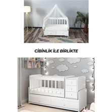 Patiko Furniture Beyaz Büyüyebilen Cibinlikli Beşik Suntalam Malzeme ile Ergonomik Yapı