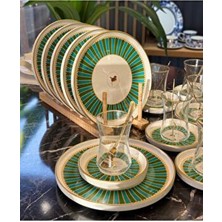 Onedekor 18 Parça Green Bird Garden Pasta Çay Takımı Seti