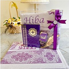Safa Gift Isimli Seccade, Zikirmatik, Kadife Yasin, Inci Tesbih, Kitap Ayracı, Mini Kuran Çeyizlik Seccade