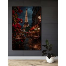 Teona Ahşap Romantik Paris Gecesi Yağlı Boya Görünümlü Ahşap Dekoratif Tablo Dikdörtgen Tablo
