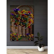 Teona Ahşap Rengarenk Bahar Buketi Sulu Boya Görünümlü Dekoratif Ahşap Tablo Dikdörtgen Tablo