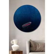 Teona Ahşap Tekne Dolusu Aşk Yaprakları Sulu Boya Görünümlü Ahşap Dekoratif Tablo Yuvarlak Tablo