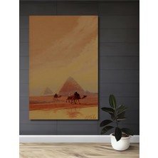 Teona Ahşap Mısır Piramitleri Sulu Boya Görünümlü Ahşap Dekoratif Tablo Dikdörtgen Tablo