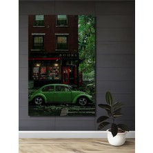 Teona Ahşap Ahşap Tablo Yağlı Boya Görünümlü Modern Sanat New York Yeşil Vosvos Kitapçı Dikdörtgen Tablo