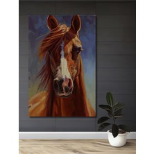 Teona Ahşap Atın Asil Bakışı Yağlı Boya Görünümlü Ahşap Dekoratif Tablo Dikdörtgen Tablo