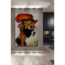 Teona Ahşap Afrika Kıtası Tasvirli Kadın Portresi Sulu Boya Görünümlü Dekoratif Ahşap Tablo Dikdörtgen Tablo