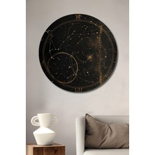 Teona Ahşap Bohem Sanat Ahşap Dekoratif Tablo Gece Gök Küreleri Yağlı Boya Görünümlü Yuvarlak Tablo