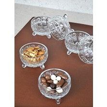 Purelegant 6'lı Ayaklı Kristal Cam Sunumluk Çerezlik Kase Sofra Sunum Kahvaltı Seti  (8X8X5 Cm)
