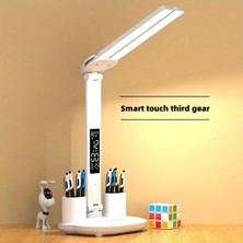 Ada Çanta Kırtasiye Dijital Ekranlı Çift Kanatlı Kalemlik Bölmeli Tip C USB Kablolu LED Masa Lambası