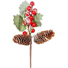 Herdekora Yılbaşı Süsü Pike Berry Çift Kozalaklı Kırmızı Yeşil 23 Cm.