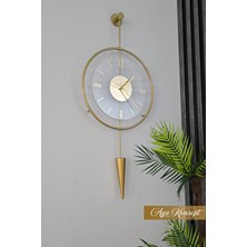 Aga Konsept Gold Masippi Şeffaf Nano Kırılmaz Göbek 40 x 90 Cm, Modern Dekoratif Metal Duvar Saati