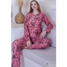 Sude Homewear Sude Kadın Pembe Süet Kadife Kumaş Pijama Takımı