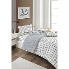 ChicMaison Tek Kişilik Pofuduk Uyku Seti | Beyaz Kare Desen | Wellsoft Materyal ile Yumuşak Konfor