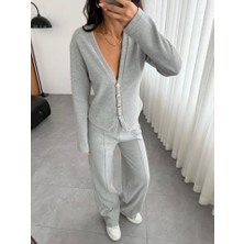 Moderie Butik Selanik Kumaş Ön Düğmeli Ceket Çımalı Pantoluntakım