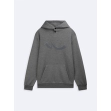 LTB Uzun Kollu Kapüşonlu Sign Baskılı Antrasit Sweatshırt