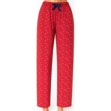 Made By Me Büyük Beden Kırmızı Yıldız Desenli Yumuşak Pijama Altı