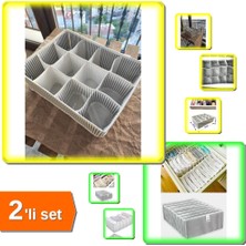 Hereveoyuncak 12 Bölmeli Pratik Çekmece Organizer + 8 Gözlü Çorap Çamaşır Havlu Düzenleyici 2li Set A1B2C3