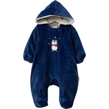Bebitof 70332 Unisex Bebek Penguen Desenli Fermuarlı Kozmonot Tulum