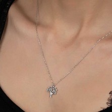 Ucarticaret Swarovski Taşlı Gümüş Hayat Ağacı Bayan Kolye