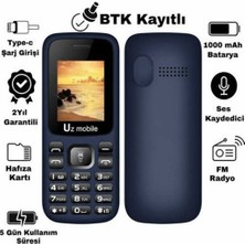 Uz Mobile - Çift Sim Kartlı Yerli Üretim Tuşlu Telefon (Asker Telefonu) Lacivert