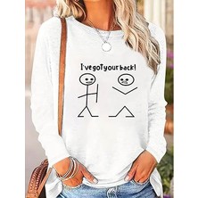 Moderie Butik Kadın Uzun Kollu Bisiklet Yaka Baskılı Viskon Bluz