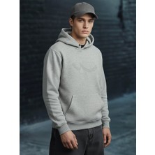 LTB Uzun Kollu Kapüşonlu Sign Baskılı Gri Sweatshırt