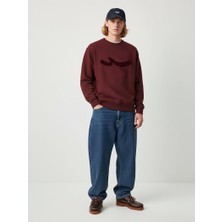 LTB Uzun Kollu Sıfır Yaka Sign Baskılı Kırmızı Sweatshırt