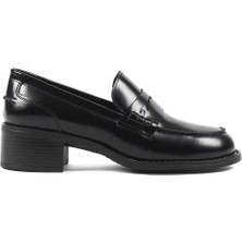 Celal Gültekin Kadın Siyah Kalın Topuklu Açma Deri Klasik Ayakkabı