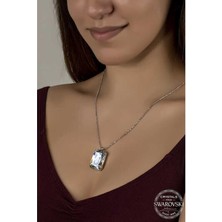 Ucarticaret Crystal Taşlı Top Zincir Gümüş Kadın Kolye