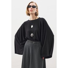 Manuka Pelerin Tarz Bluz Siyah