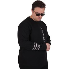 Starbattal Büyük Beden Bisiklet Yaka Sweat Double Face 25707 Sıyah