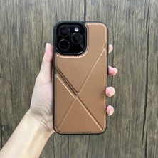 Ada Çanta Kırtasiye iphone 16 Pro Max Için Kartlıklı Telefon Kılıfı Kahverengi P774