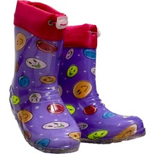 papucumun dünyası Içi Termal Tüylü Dışı Lastik Uzun Çizme Su Geçirmez Dayanıklı Kaymaz Taban (24-37 Numara)