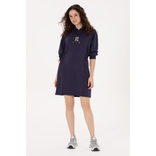 U.S. Polo Assn. Kadın Mürdüm Modal Karışımlı Mini Boy Kapüşonlu Sweatshirt Elbise 50314196-VR074