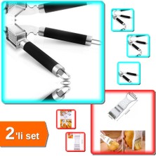 Hereveoyuncak Çelik Sarımsak Ezici + Pratik 5 Fonksiyonlu Rende Soyacak Sebze Meyve Doğrayıcı 2li Set BQ2MHT