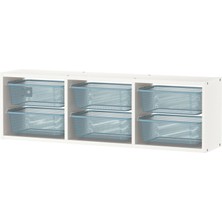 IKEA Trofast Çocuk Duvar Rafı Beyaz Gri Mavi 99 x 21 x 30 cm
